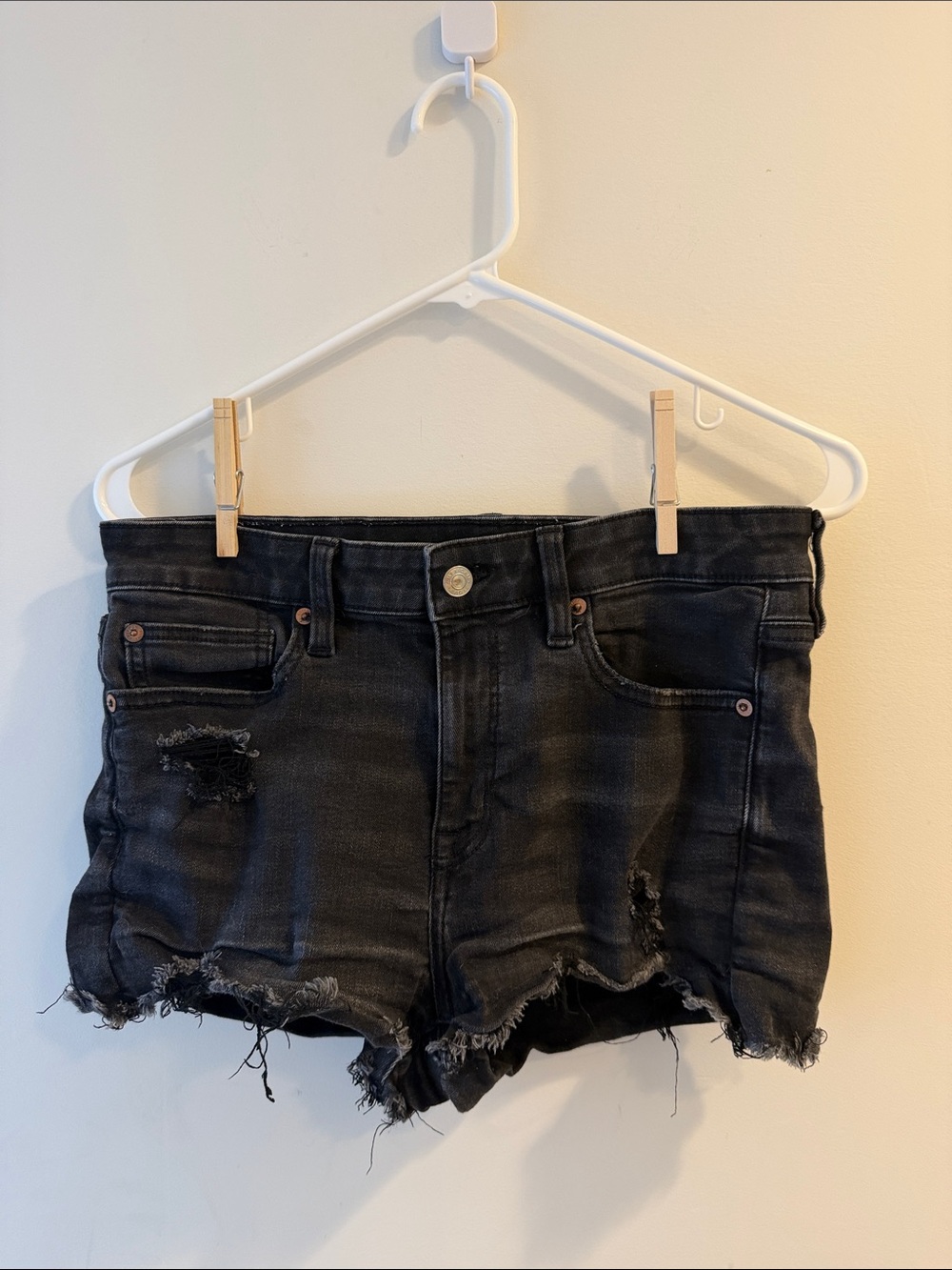 American Eagle Outfitters Black Distressed Cutoff Jean Shorts